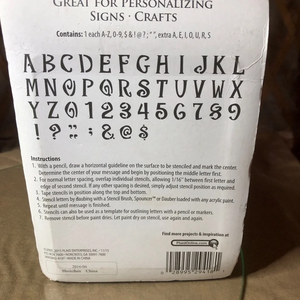 FolkArt Blue Letter Stencils